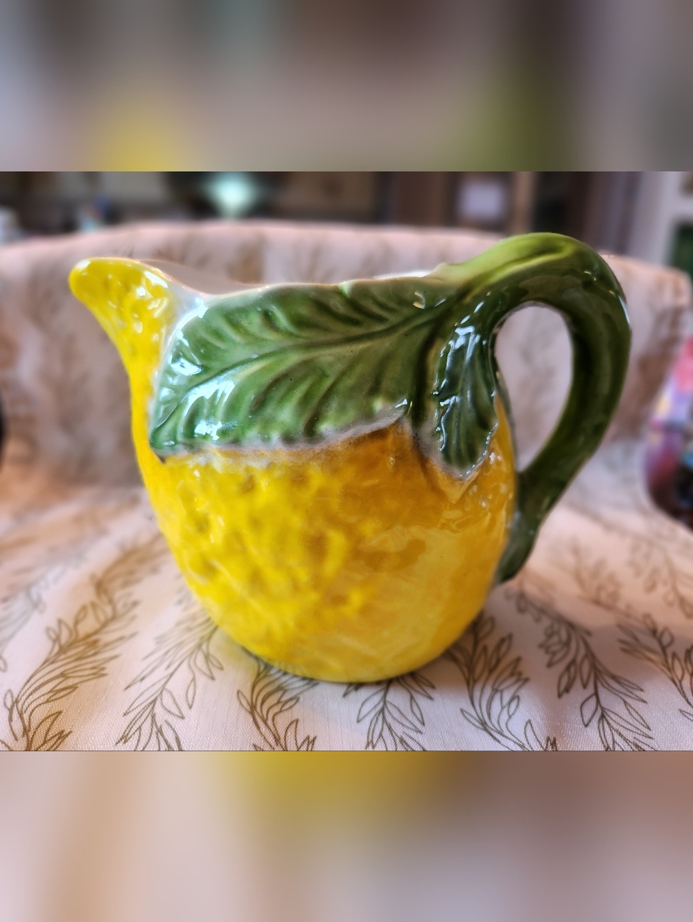 Vintage Italian Lemon Pitcher With Vine Handle